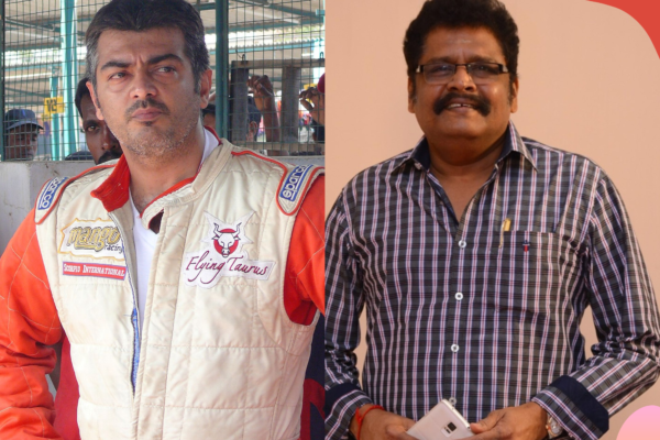 Ajith Kumar and Director Shankar shaking hands, representing their collaboration for a new film.