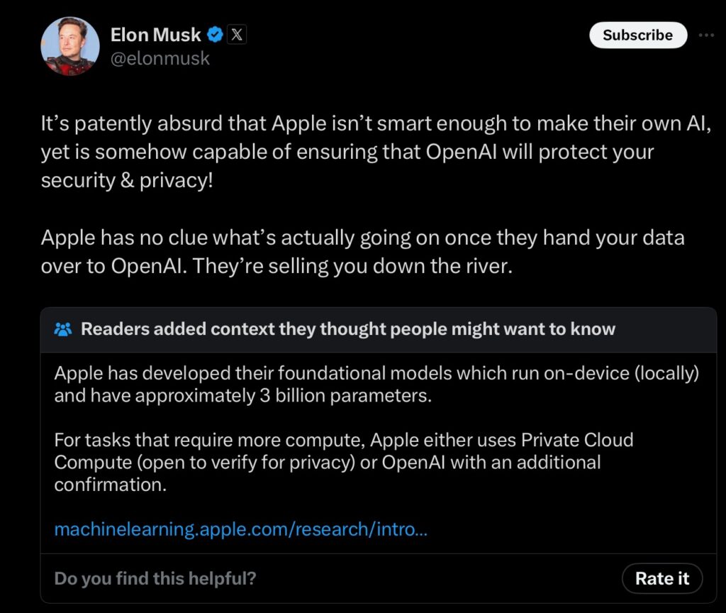 Elon Musk warns of potential Apple device ban amidst AI integration concerns.